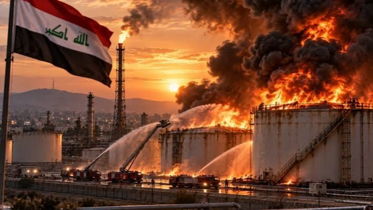 آتشسوزی گسترده در تأسیسات نفتی کرکوک + فیلم