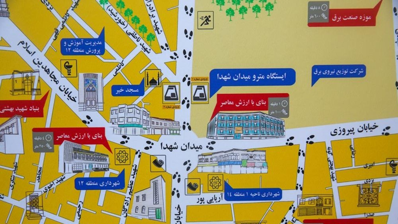 جاذبههای گردشگری تهران روی نقشه مترو