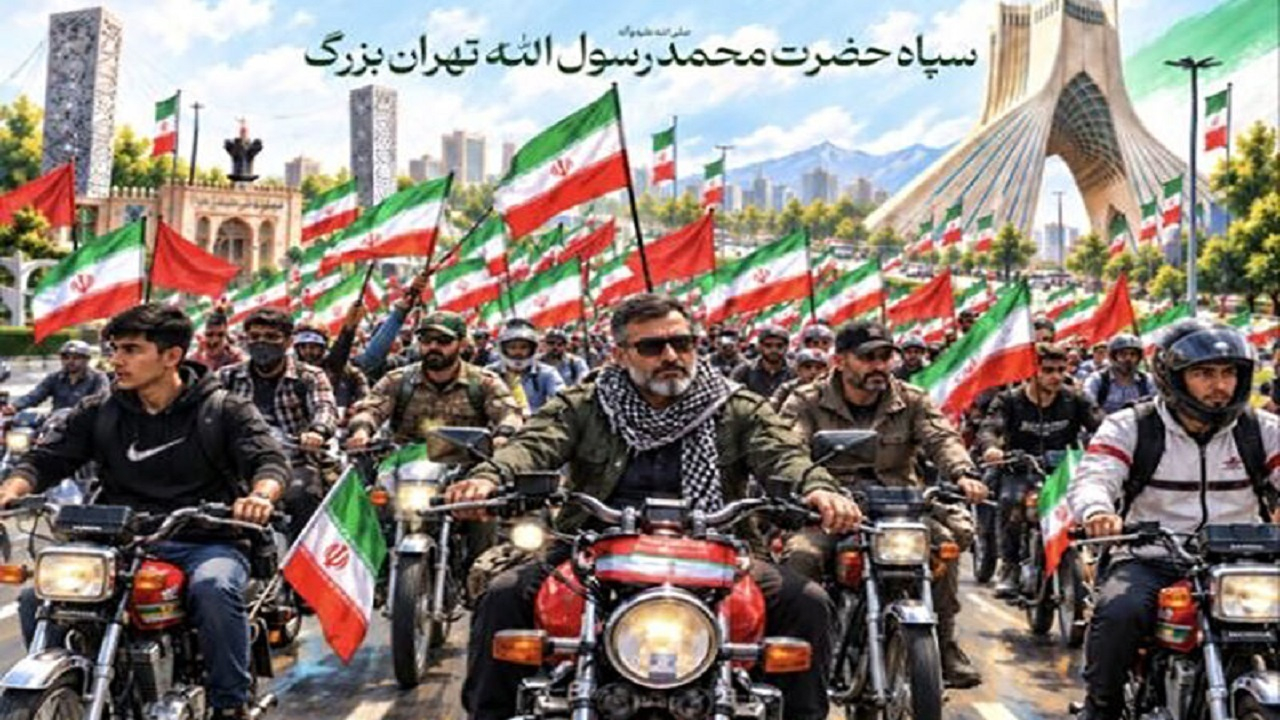 رزمایش ۴۰ هزار نفری موتورسواران جانفدا در پایتخت برگزار شد + فیلم