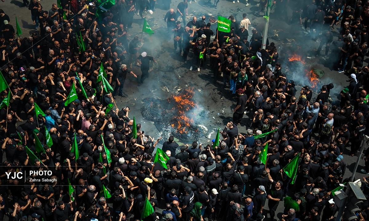 خیمه سوزان ظهر عاشورا در چهارراه گلوبندک