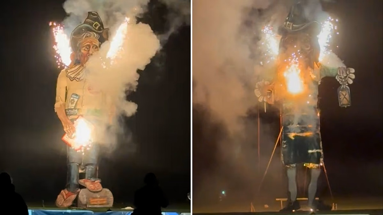 عروسک نخست‌وزیر انگلیس به آتش کشیده شد + فیلم